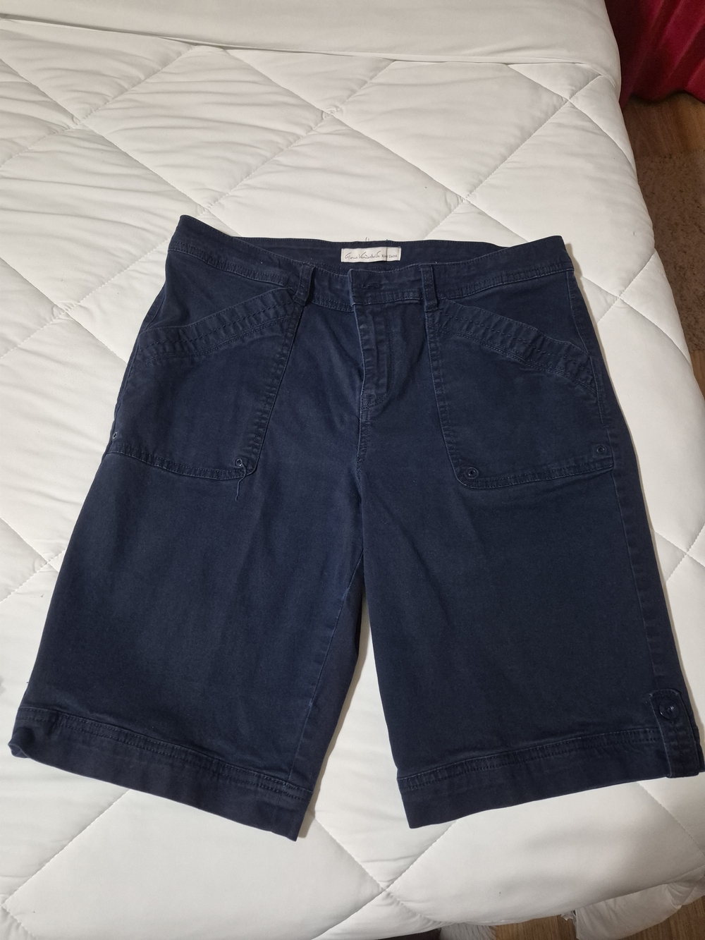 Gloria Vanderbilt Navy Bermuda Shorts with Front Patch Pockets